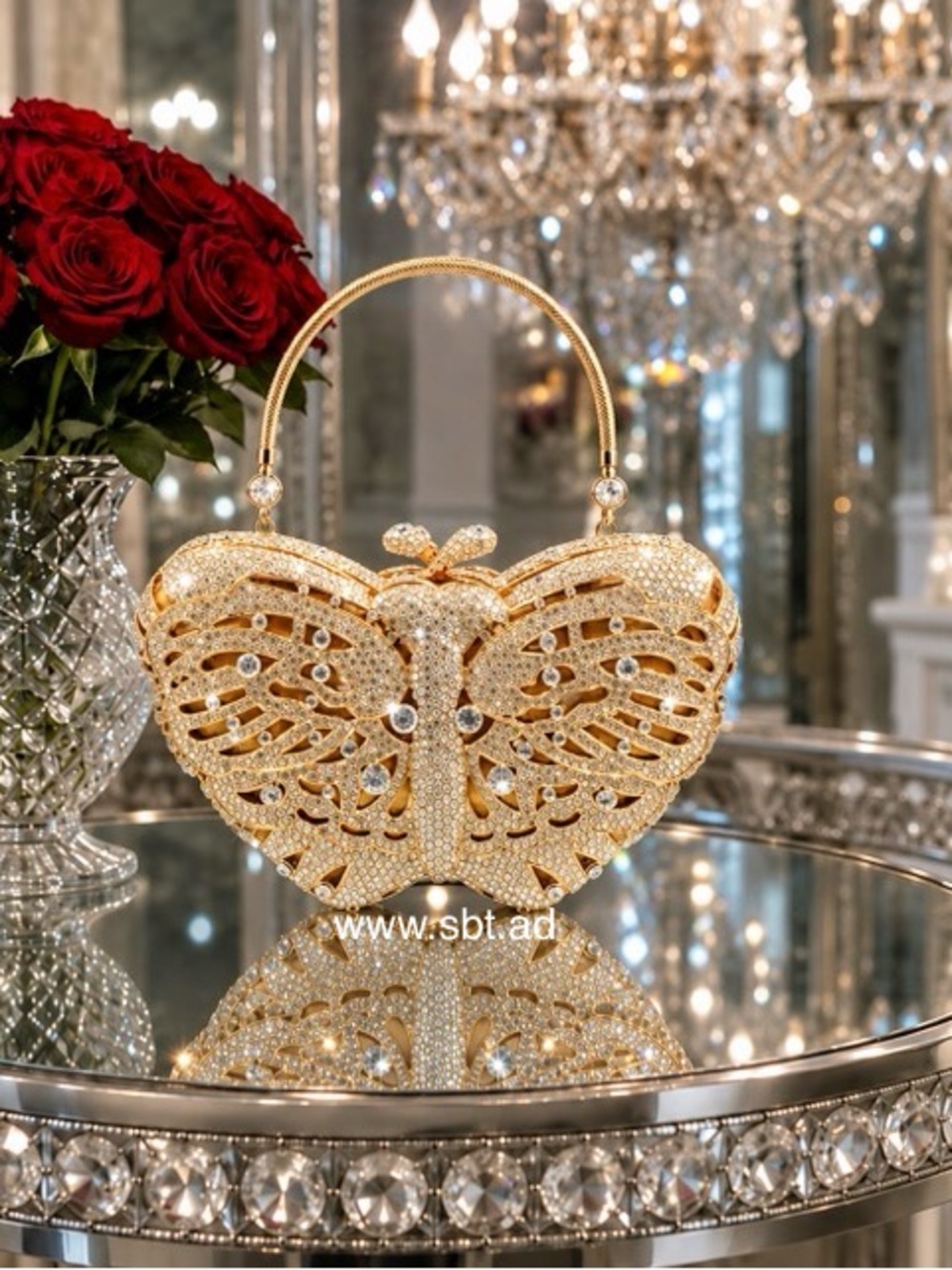 NWT Butterfly Clutch Purse Swarovski Crystal Rhinestone Luxury Evening Bag +Gift